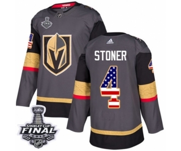 Men Adidas Vegas Golden Knights #4 Clayton Stoner Authentic Gray USA Flag Fashion 2018 Stanley Cup Final NHL Jersey