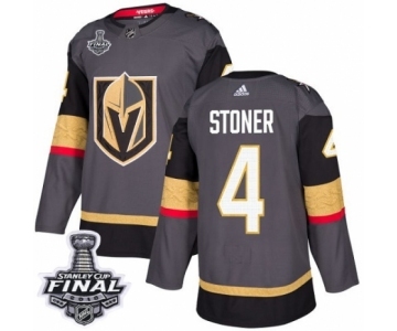 Men Adidas Vegas Golden Knights #4 Clayton Stoner Premier Gray Home 2018 Stanley Cup Final NHL Jersey