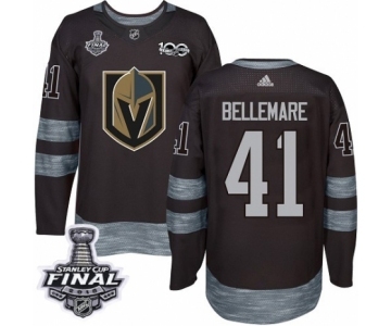 Men Adidas Vegas Golden Knights #41 Pierre-Edouard Bellemare Authentic Black 1917-2017 100th Anniversary 2018 Stanley Cup Final NHL Jersey