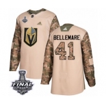 Men Adidas Vegas Golden Knights #41 Pierre-Edouard Bellemare Authentic Camo Veterans Day Practice 2018 Stanley Cup Final NHL Jersey