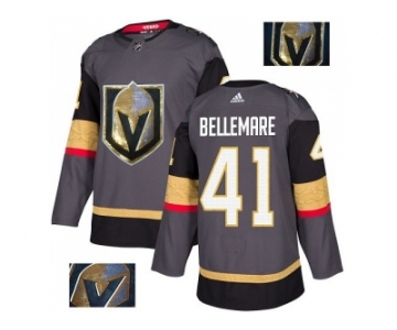 Men Adidas Vegas Golden Knights #41 Pierre-Edouard Bellemare Authentic Gray Fashion Gold NHL Jersey