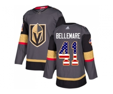 Men Adidas Vegas Golden Knights #41 Pierre-Edouard Bellemare Authentic Gray USA Flag Fashion NHL Jersey