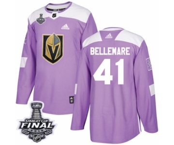 Men Adidas Vegas Golden Knights #41 Pierre-Edouard Bellemare Authentic Purple Fights Cancer Practice 2018 Stanley Cup Final NHL Jersey