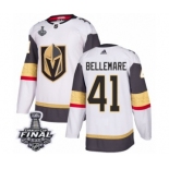 Men Adidas Vegas Golden Knights #41 Pierre-Edouard Bellemare Authentic White Away 2018 Stanley Cup Final NHL Jersey