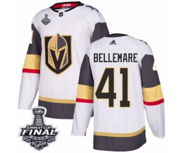 Men Adidas Vegas Golden Knights #41 Pierre-Edouard Bellemare Authentic White Away 2018 Stanley Cup Final NHL Jersey