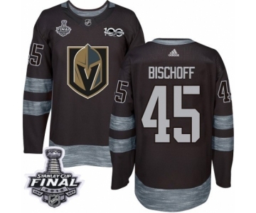 Men Adidas Vegas Golden Knights #45 Jake Bischoff Authentic Black 1917-2017 100th Anniversary 2018 Stanley Cup Final NHL Jersey