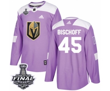 Men Adidas Vegas Golden Knights #45 Jake Bischoff Authentic Purple Fights Cancer Practice 2018 Stanley Cup Final NHL Jersey