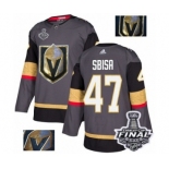 Men Adidas Vegas Golden Knights #47 Luca Sbisa Authentic Gray Fashion Gold 2018 Stanley Cup Final NHL Jersey