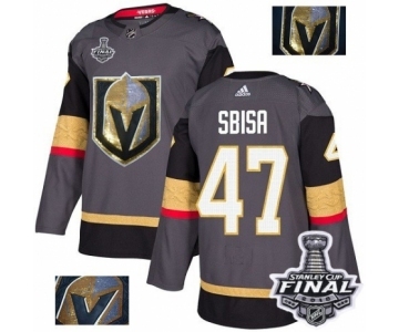 Men Adidas Vegas Golden Knights #47 Luca Sbisa Authentic Gray Fashion Gold 2018 Stanley Cup Final NHL Jersey