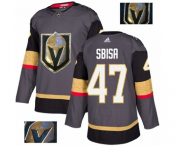 Men Adidas Vegas Golden Knights #47 Luca Sbisa Authentic Gray Fashion Gold NHL Jersey