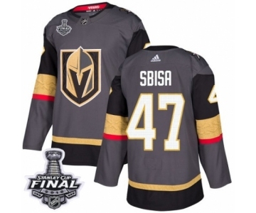 Men Adidas Vegas Golden Knights #47 Luca Sbisa Authentic Gray Home 2018 Stanley Cup Final NHL Jersey