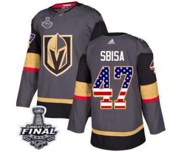 Men Adidas Vegas Golden Knights #47 Luca Sbisa Authentic Gray USA Flag Fashion 2018 Stanley Cup Final NHL Jersey