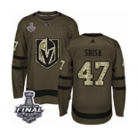 Men Adidas Vegas Golden Knights #47 Luca Sbisa Authentic Green Salute to Service 2018 Stanley Cup Final NHL Jersey