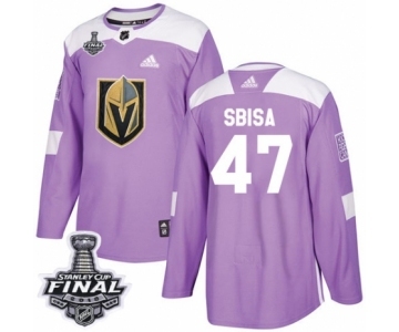 Men Adidas Vegas Golden Knights #47 Luca Sbisa Authentic Purple Fights Cancer Practice 2018 Stanley Cup Final NHL Jersey