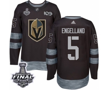 Men Adidas Vegas Golden Knights #5 Deryk Engelland Authentic Black 1917-2017 100th Anniversary 2018 Stanley Cup Final NHL Jersey