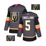 Men Adidas Vegas Golden Knights #5 Deryk Engelland Authentic Gray Fashion Gold NHL Jersey