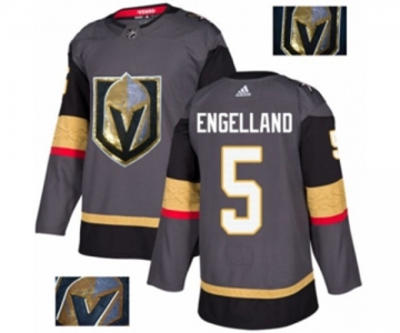 Men Adidas Vegas Golden Knights #5 Deryk Engelland Authentic Gray Fashion Gold NHL Jersey