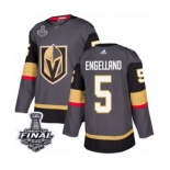 Men Adidas Vegas Golden Knights #5 Deryk Engelland Authentic Gray Home 2018 Stanley Cup Final NHL Jersey