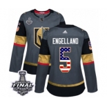 Men Adidas Vegas Golden Knights #5 Deryk Engelland Authentic Gray USA Flag Fashion 2018 Stanley Cup Final NHL Jersey