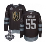 Men Adidas Vegas Golden Knights #55 Keegan Kolesar Authentic Black 1917-2017 100th Anniversary 2018 Stanley Cup Final NHL Jersey