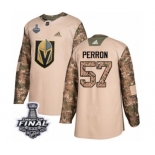 Men Adidas Vegas Golden Knights #57 David Perron Authentic Camo Veterans Day Practice 2018 Stanley Cup Final NHL Jersey