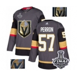 Men Adidas Vegas Golden Knights #57 David Perron Authentic Gray Fashion Gold 2018 Stanley Cup Final NHL Jersey