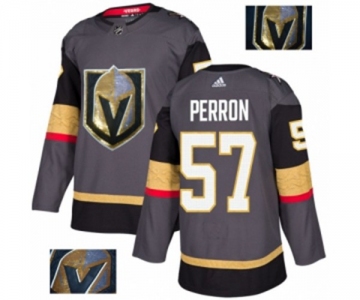 Men Adidas Vegas Golden Knights #57 David Perron Authentic Gray Fashion Gold NHL Jersey