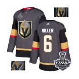 Men Adidas Vegas Golden Knights #6 Colin Miller Authentic Gray Fashion Gold 2018 Stanley Cup Final NHL Jersey