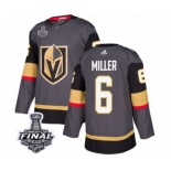 Men Adidas Vegas Golden Knights #6 Colin Miller Authentic Gray Home 2018 Stanley Cup Final NHL Jersey