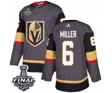 Men Adidas Vegas Golden Knights #6 Colin Miller Authentic Gray Home 2018 Stanley Cup Final NHL Jersey