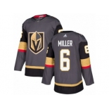 Men Adidas Vegas Golden Knights #6 Colin Miller Authentic Gray Home NHL Jersey