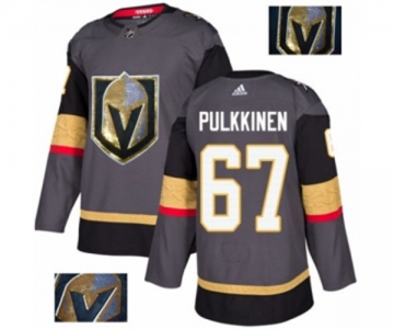 Men Adidas Vegas Golden Knights #67 Teemu Pulkkinen Authentic Gray Fashion Gold NHL Jersey