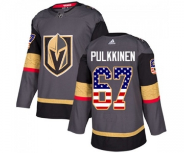 Men Adidas Vegas Golden Knights #67 Teemu Pulkkinen Authentic Gray USA Flag Fashion NHL Jersey