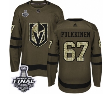 Men Adidas Vegas Golden Knights #67 Teemu Pulkkinen Authentic Green Salute to Service 2018 Stanley Cup Final NHL Jersey