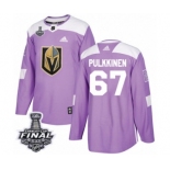 Men Adidas Vegas Golden Knights #67 Teemu Pulkkinen Authentic Purple Fights Cancer Practice 2018 Stanley Cup Final NHL Jersey