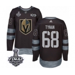 Men Adidas Vegas Golden Knights #68 T.J. Tynan Authentic Black 1917-2017 100th Anniversary 2018 Stanley Cup Final NHL Jersey