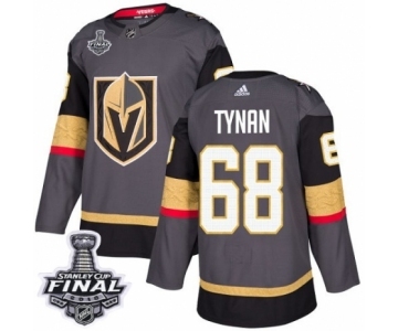 Men Adidas Vegas Golden Knights #68 T.J. Tynan Authentic Gray Home 2018 Stanley Cup Final NHL Jersey