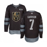 Men Adidas Vegas Golden Knights #7 Jason Garrison Authentic Black 1917-2017 100th Anniversary NHL Jersey