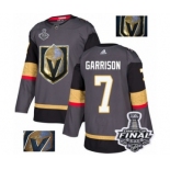 Men Adidas Vegas Golden Knights #7 Jason Garrison Authentic Gray Fashion Gold 2018 Stanley Cup Final NHL Jersey