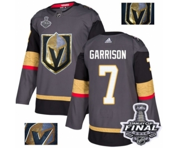 Men Adidas Vegas Golden Knights #7 Jason Garrison Authentic Gray Fashion Gold 2018 Stanley Cup Final NHL Jersey