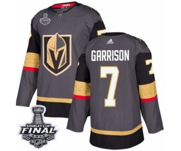 Men Adidas Vegas Golden Knights #7 Jason Garrison Authentic Gray Home 2018 Stanley Cup Final NHL Jersey