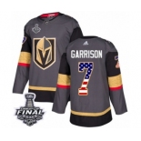 Men Adidas Vegas Golden Knights #7 Jason Garrison Authentic Gray USA Flag Fashion 2018 Stanley Cup Final NHL Jersey