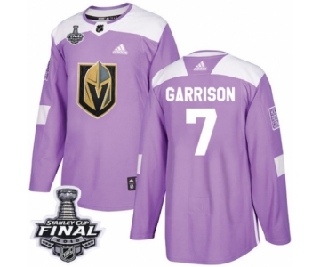 Men Adidas Vegas Golden Knights #7 Jason Garrison Authentic Purple Fights Cancer Practice 2018 Stanley Cup Final NHL Jersey