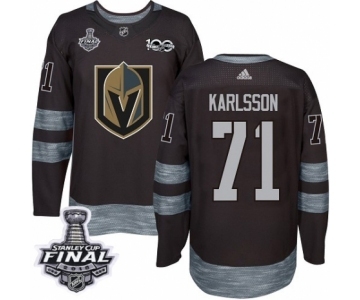 Men Adidas Vegas Golden Knights #71 William Karlsson Authentic Black 1917-2017 100th Anniversary 2018 Stanley Cup Final NHL Jersey