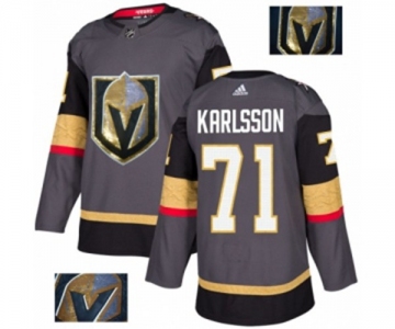 Men Adidas Vegas Golden Knights #71 William Karlsson Authentic Gray Fashion Gold NHL Jersey