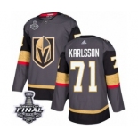 Men Adidas Vegas Golden Knights #71 William Karlsson Authentic Gray Home 2018 Stanley Cup Final NHL Jersey