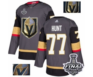 Men Adidas Vegas Golden Knights #77 Brad Hunt Authentic Gray Fashion Gold 2018 Stanley Cup Final NHL Jersey