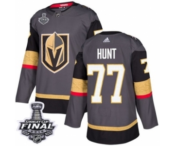 Men Adidas Vegas Golden Knights #77 Brad Hunt Authentic Gray Home 2018 Stanley Cup Final NHL Jersey