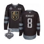 Men Adidas Vegas Golden Knights #8 Griffin Reinhart Authentic Black 1917-2017 100th Anniversary 2018 Stanley Cup Final NHL Jersey