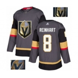 Men Adidas Vegas Golden Knights #8 Griffin Reinhart Authentic Gray Fashion Gold NHL Jersey